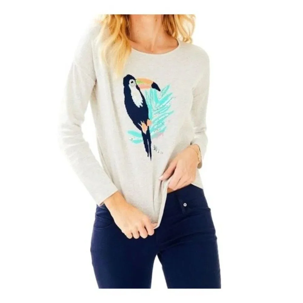 Lilly Pulitzer Women's  Roselle Sweater Small Long Sleeve Gray